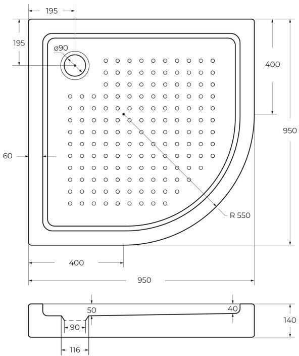 Акриловый поддон Cezares TRAY-A-R-85-550-15-W - фотография № 4