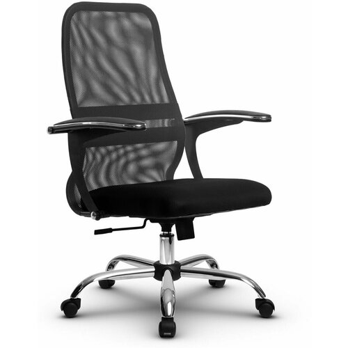 Компьютерное офисное кресло mетта SU-СU160-8, СН, Темно-серое/Черное