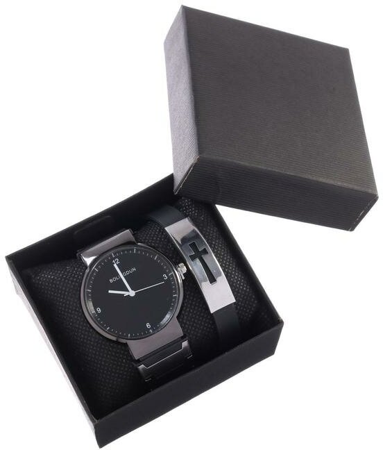 фото Мужской подарочный набор Bolingdun 2 в 1: наручные часы, браслет, d-4 см