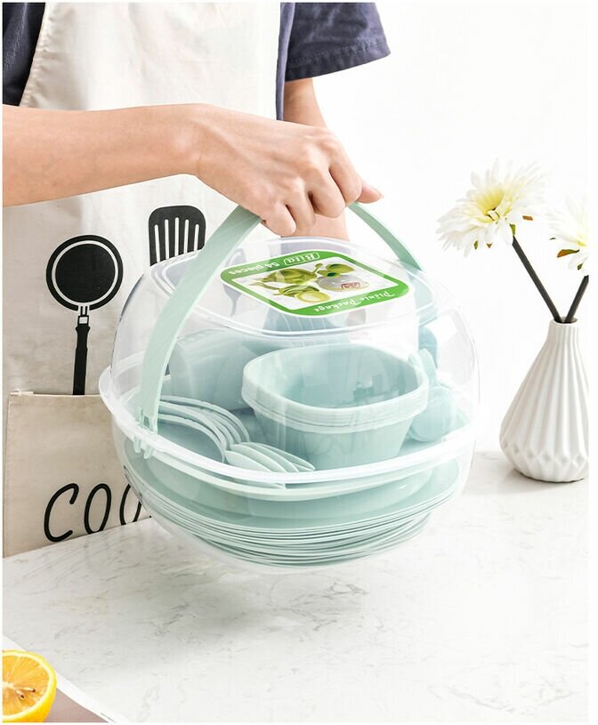 Набор пластиковой посуды для пикника на 6 персон - фотография № 5