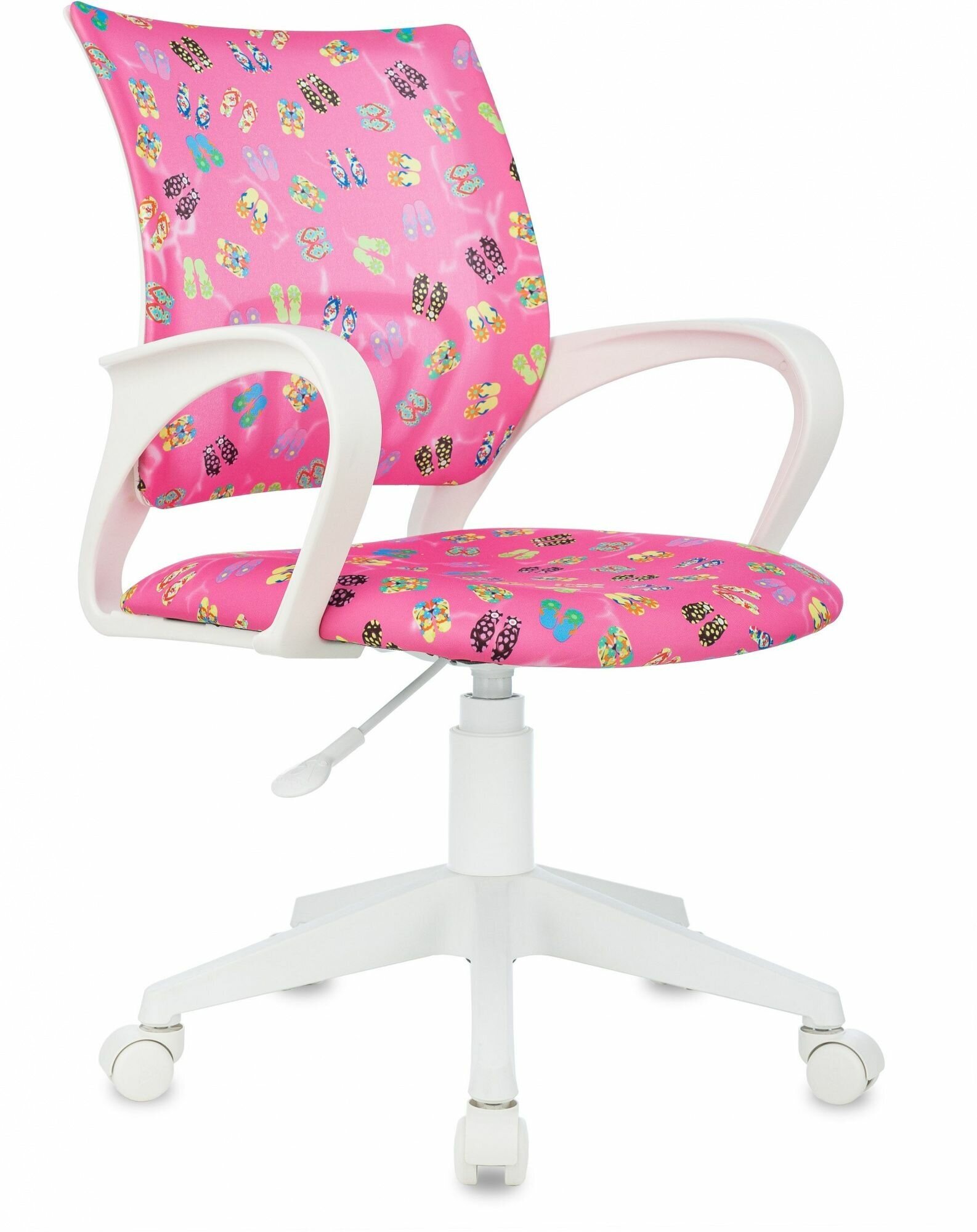 Кресло детское Бюрократ BUROKIDS 1 W розовый сланцы крестов. пластик пластик белый - фотография № 1