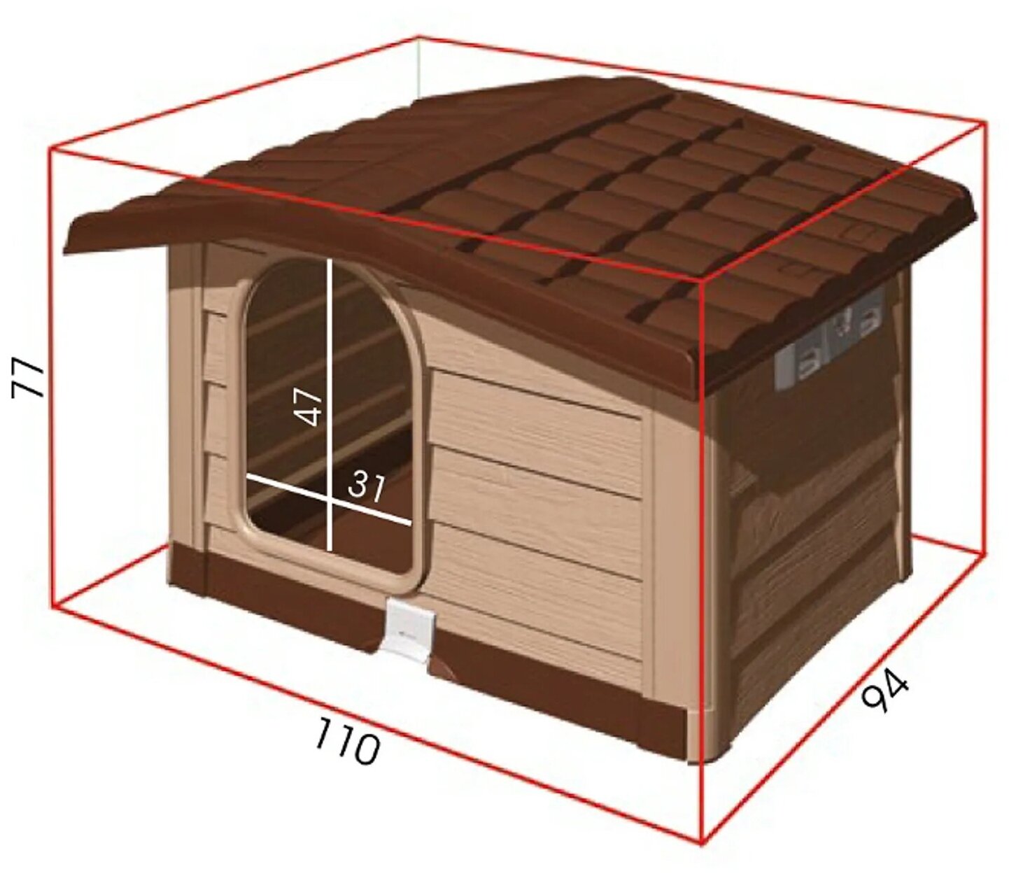 BAMA PET будка для собак BUNGALOW L 101х94х77h см, пластик, бежевая - фотография № 4