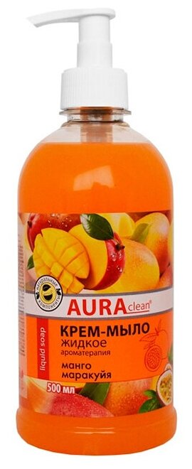 Aura clean Крем-мыло жидкое Манго и маракуйя маракуйя, 500 мл, 510 г