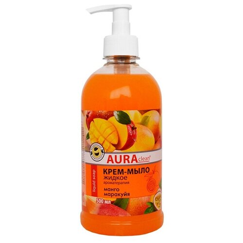 Aura clean Крем-мыло жидкое Манго и маракуйя маракуйя, 500 мл, 510 г крем мыло жидкое aura clean манго и маракуйя 500 мл