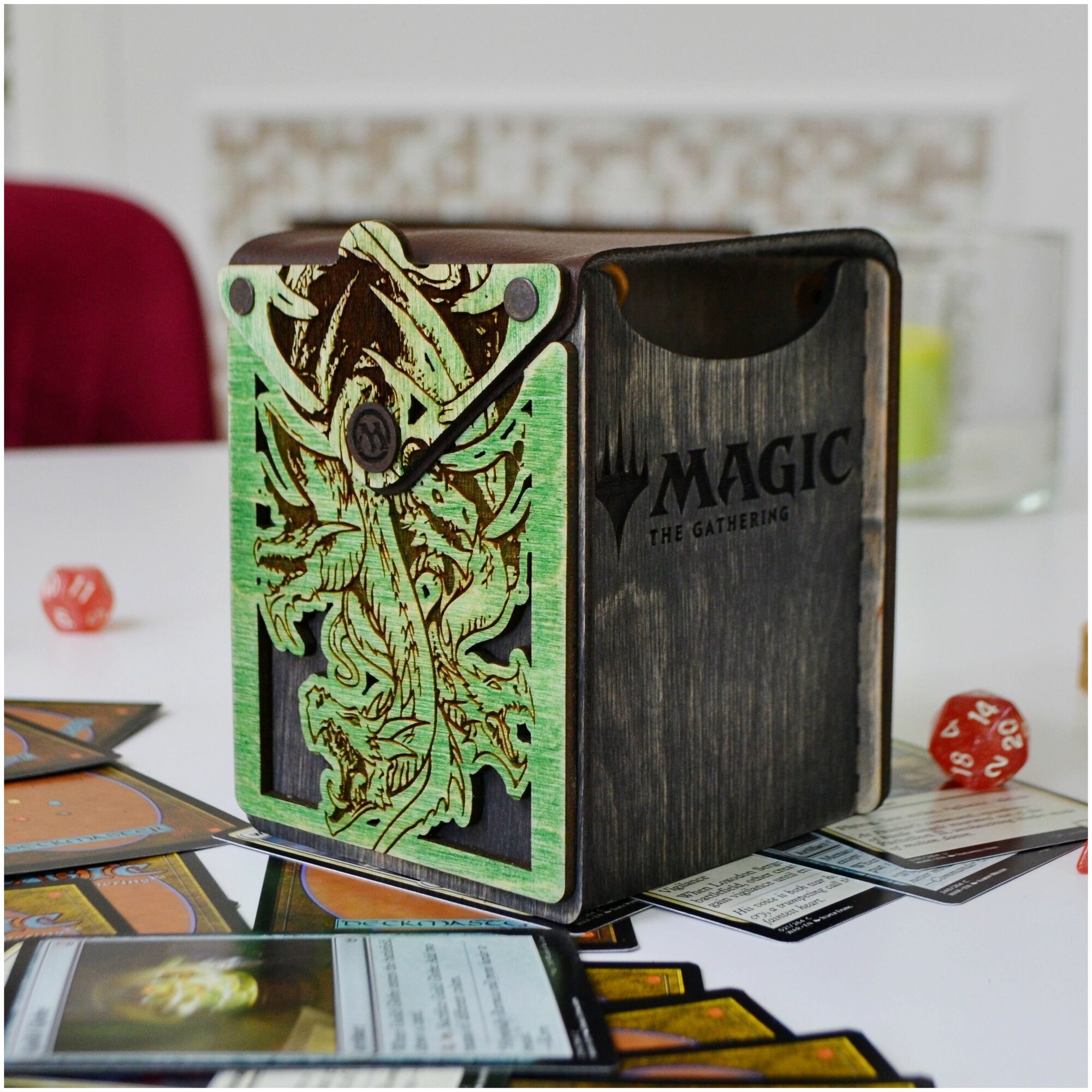 Deckbox MTG "Гидра" XL (на 120+ карт), коробочка для карт МТГ из дерева, magic the gathering