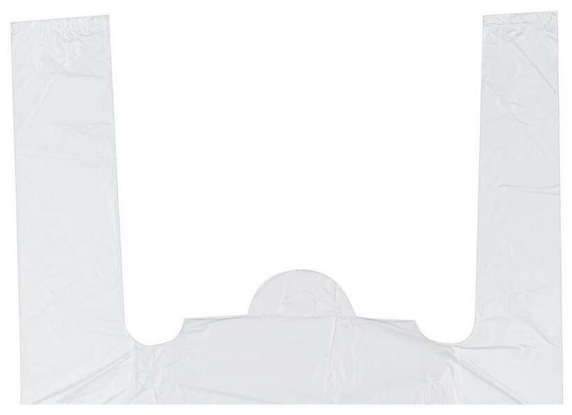 Пакет-майка Знак качества ПНД 15 мкм белый (28+13x57 см, 100 штук в упаковке) - фотография № 4