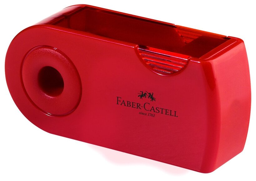 Точилка ручная пластиковая Faber-Castell Sleeve (2 отверстия, с контейнером) красная/синяя (182701)