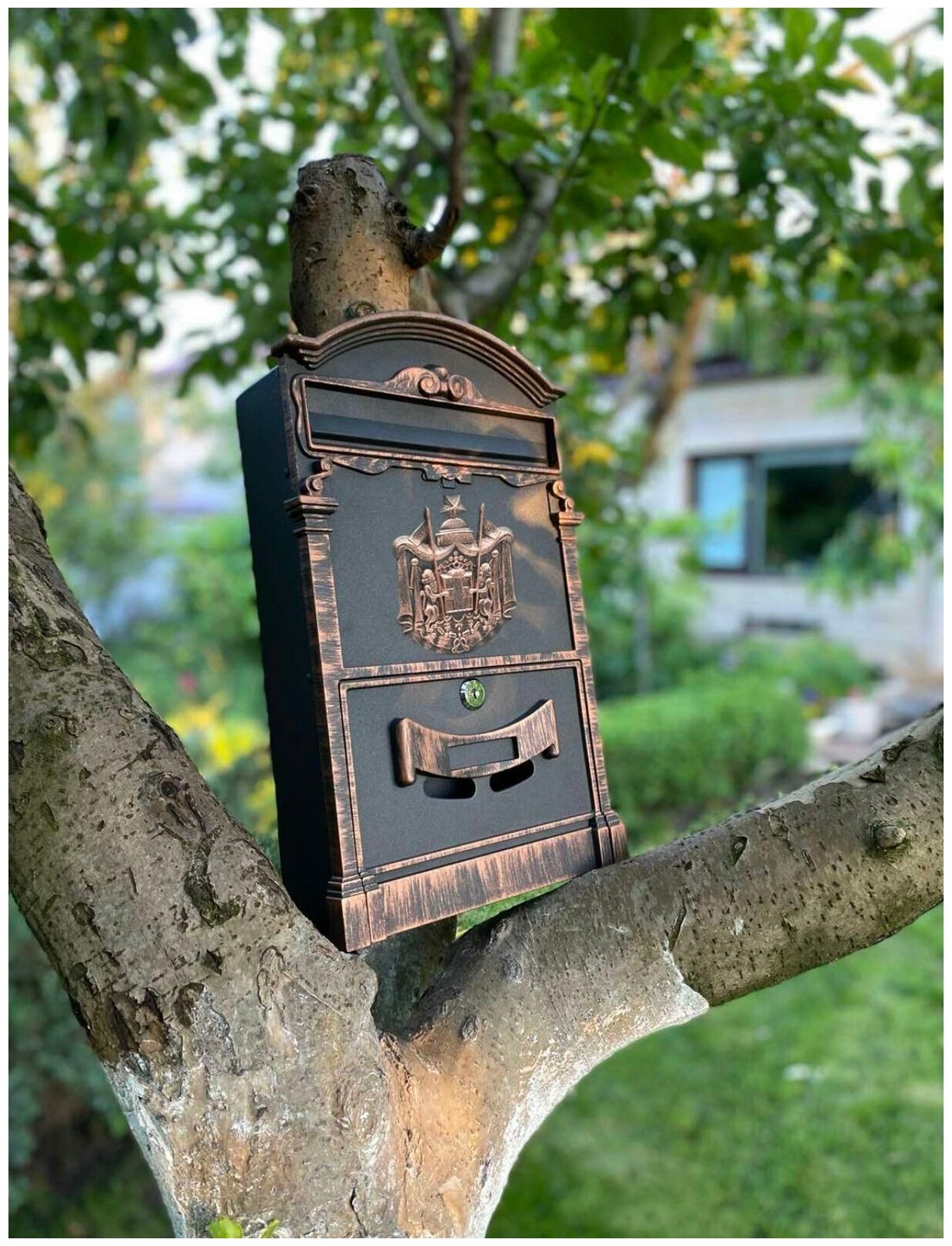 Почтовый ящик "Герб" цвет: медный/ почтовый ящик металлический с замком уличный - фотография № 10