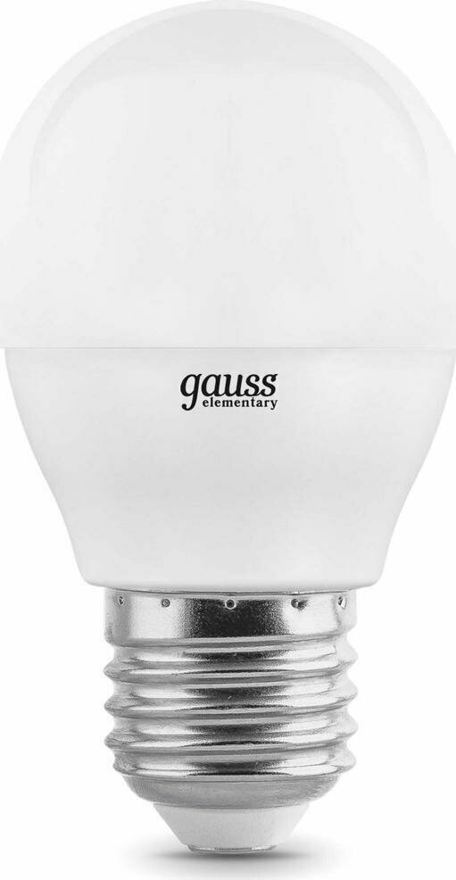 Светодиодная лампа Gauss Elementary 7W эквивалент 60W 4100K 470Лм E27 шар (3 шт.) (комплект из 5 уп)