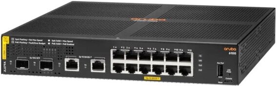 Коммутатор JL679A HPE Aruba 6100 Managed 12G Class4 PoE 139W 2SFP+ Switch