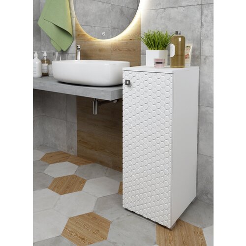 Шкаф для ванной комнаты, REGENT style, Пенал Соната 1дверь, белый, правый, 83,6*30*35