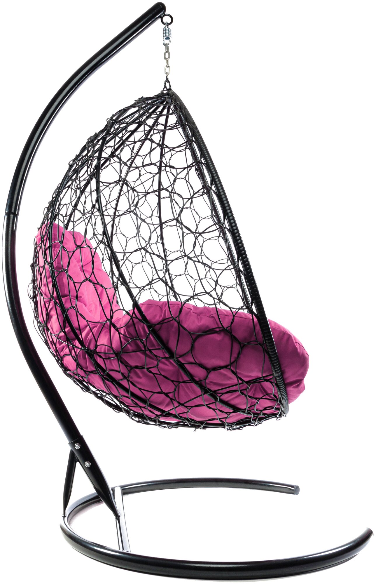 Подвесное кресло M-Group XL ротанг чёрное, розовая подушка - фотография № 3