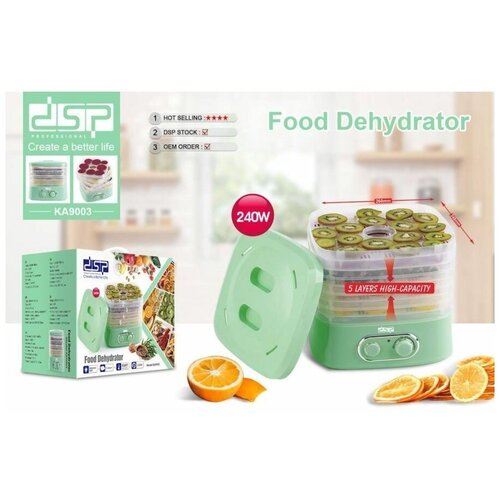 Дегидратор компактная сушилка для овощей и фруктов сушка для грибов электросушилка для мяса 5 поддонов 40-75 С 435700₽