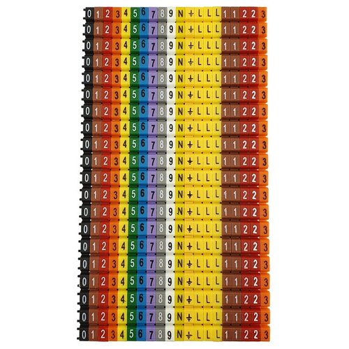 9991-1 - KCG 1; Маркировка кабеля (0,5…1,5 мм. кв.) (0-9. N. PE. L. L. L.1.1.2.2.3) (Упак 400шт.) 9992 2 kcg 2 маркировка кабеля 1 5…2 5 мм кв 0 9 n pe l l l 1 1 2 2 3 упак 400шт