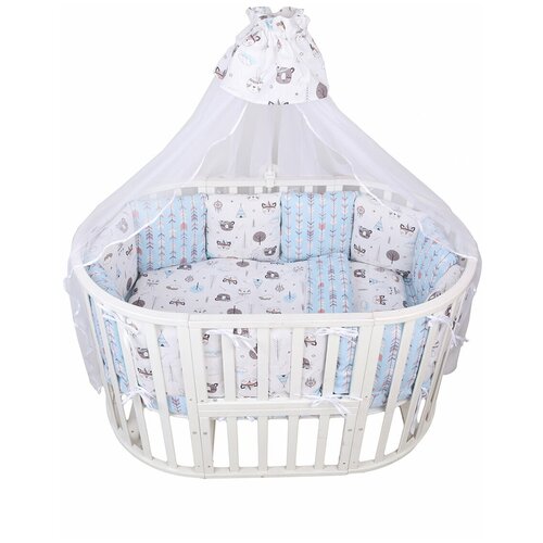 фото Комплект premium в кроватку 18 предметов (6+12 подушек-бортиков) amarobaby индейцы (бязь)