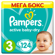 Подгузники Pampers Active Baby-Dry 3 размер, 6-10 кг, 124 шт