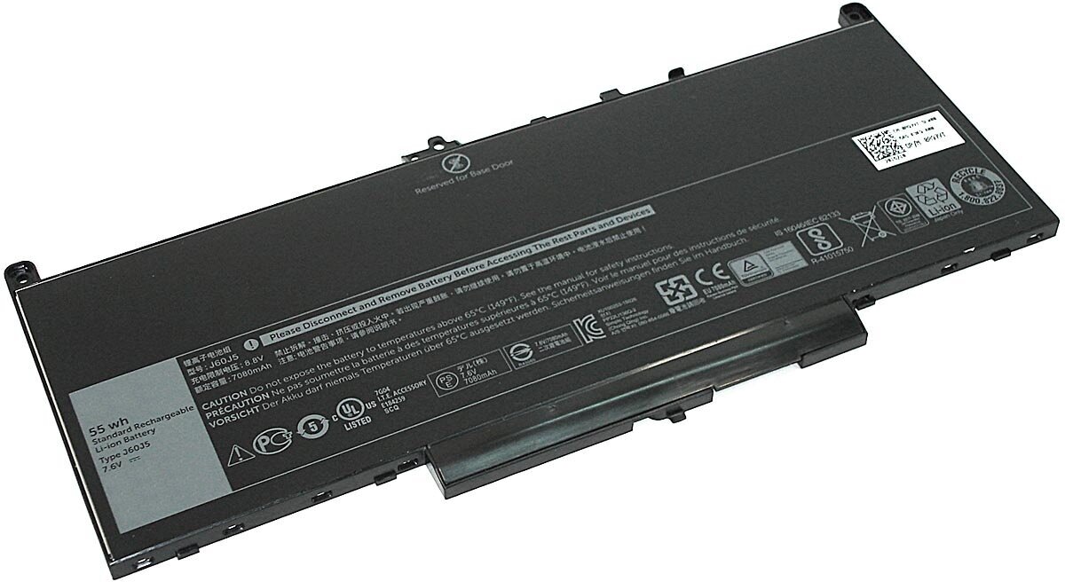 Аккумулятор J60J5 для ноутбука Dell Latitude E7270 E7470 7.6V 55Wh (7230mAh) черный