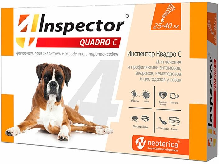 Neoterica Инспектор Квадро С для собак 25-40 кг капли на холку уп. 3 пипетки — фото 1
