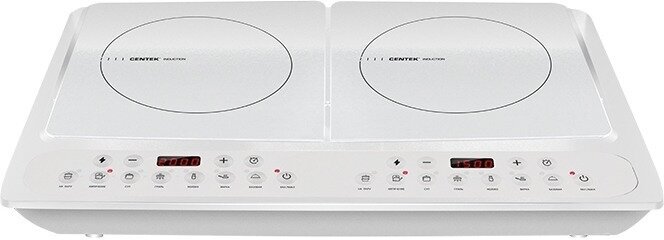 Плитка индукционная Centek CT-1514 White <3500Вт> 2 конфорки, 8 наст мощ-ти, 7 программ, таймер, LED - фотография № 2