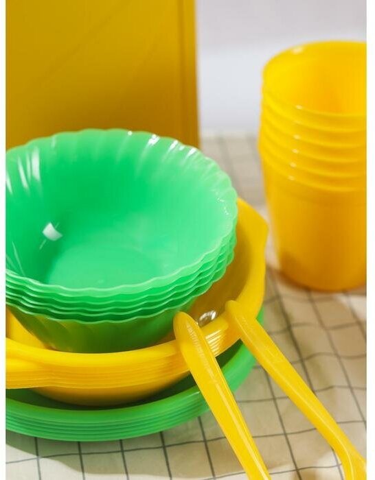 Набор посуды на 6 персон «Все за стол», 44 предметов, цвет микс - фотография № 10