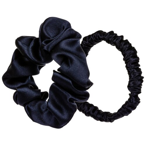 фото Шелковая резинка silk lovers из 100% натурального шелка темно-синяя, размер mini+standart