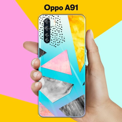 Силиконовый чехол на OPPO A91 Треугольники / для Оппо А91 силиконовый чехол на oppo a91 треугольники для оппо а91