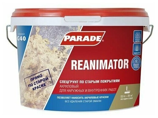 Грунтовка адгезионная PARADE Reanimator G40 по ст. покрытиям 10л