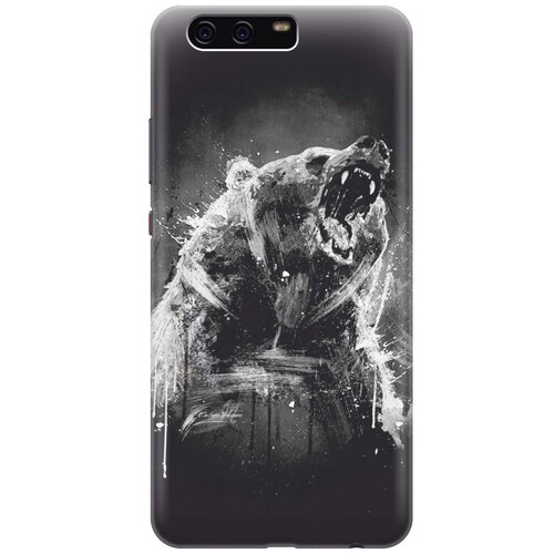 фото Cиликоновый чехол на huawei p10 plus / хуавей п10 плюс с принтом "разъяренный медведь" gosso