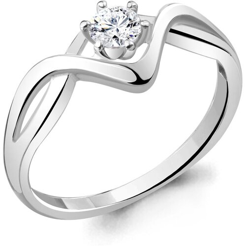 фото Серебряное кольцо aquamarine а68942а с фианитом, размер 17,5 diamant-online