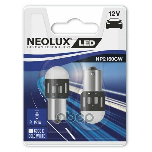 фото Лампа диодная p21w 12v (1.2w) led 6000k ba15s блистер 2шт. neolux арт. np2160cw02b