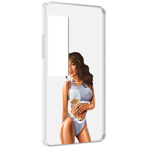 Чехол MyPads девушка-в-сером-купальнике- женский для Meizu Pro 7 Plus задняя-панель-накладка-бампер