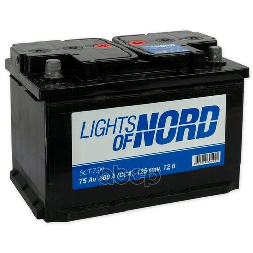 Аккумулятор Lights Of Nord 75 А/Ч Прямая L+ 277X175x190 En600 А LIGHTS OF NORD арт. 6CT-75N