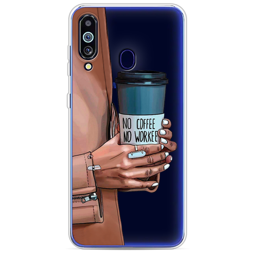 Силиконовый чехол на Samsung Galaxy M40/A60 / Самсунг Галакси М40/А60 No coffee, прозрачный силиконовый чехол на samsung galaxy m40 a60 самсунг галакси м40 а60 на счастье прозрачный