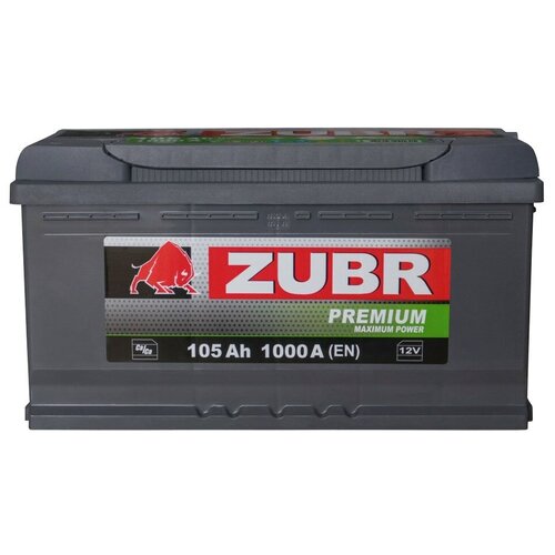 Аккумулятор автомобильный ZUBR Premium (105 Ah) 1000 A Обратная, R+ 353x175x190