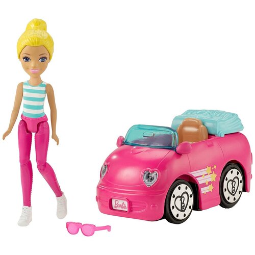 фото Набор barbie в движении мини-кукла и розовый автомобиль, 11 см, fhv77