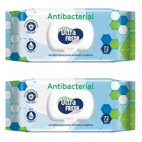 Купить Ultra Fresh Antibacterial Влажные салфетки 72 шт с клапаном с клапаном (2уп)
