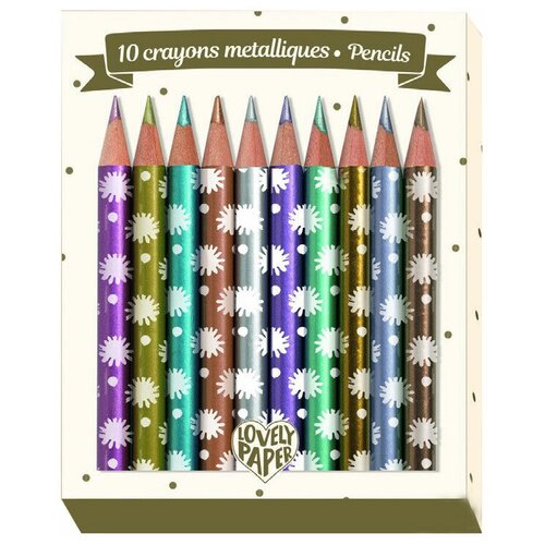 DJECO Цветные мини-карандаши металлик Lovely Paper, 10 цветов (03730), 10 шт.