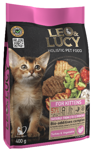 Сухой корм для котят Leo&Lucy с индейкой овощами и биодобавками 400г Прорацион - фото №2