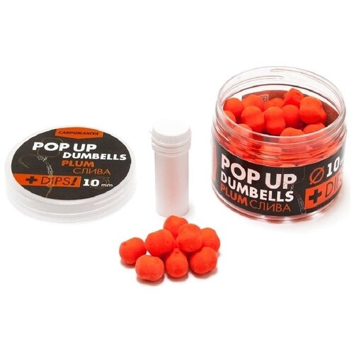 Плавающие бойлы Dumbells+dips с ароматом клубники, 10 мм, 60 г Carpomaniya 9784958 .