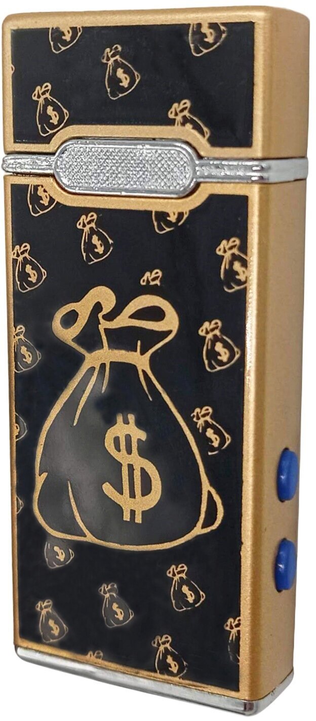 Зажигалка Мешок долларов газовая с фонариком и ультрафиолетом - фотография № 1