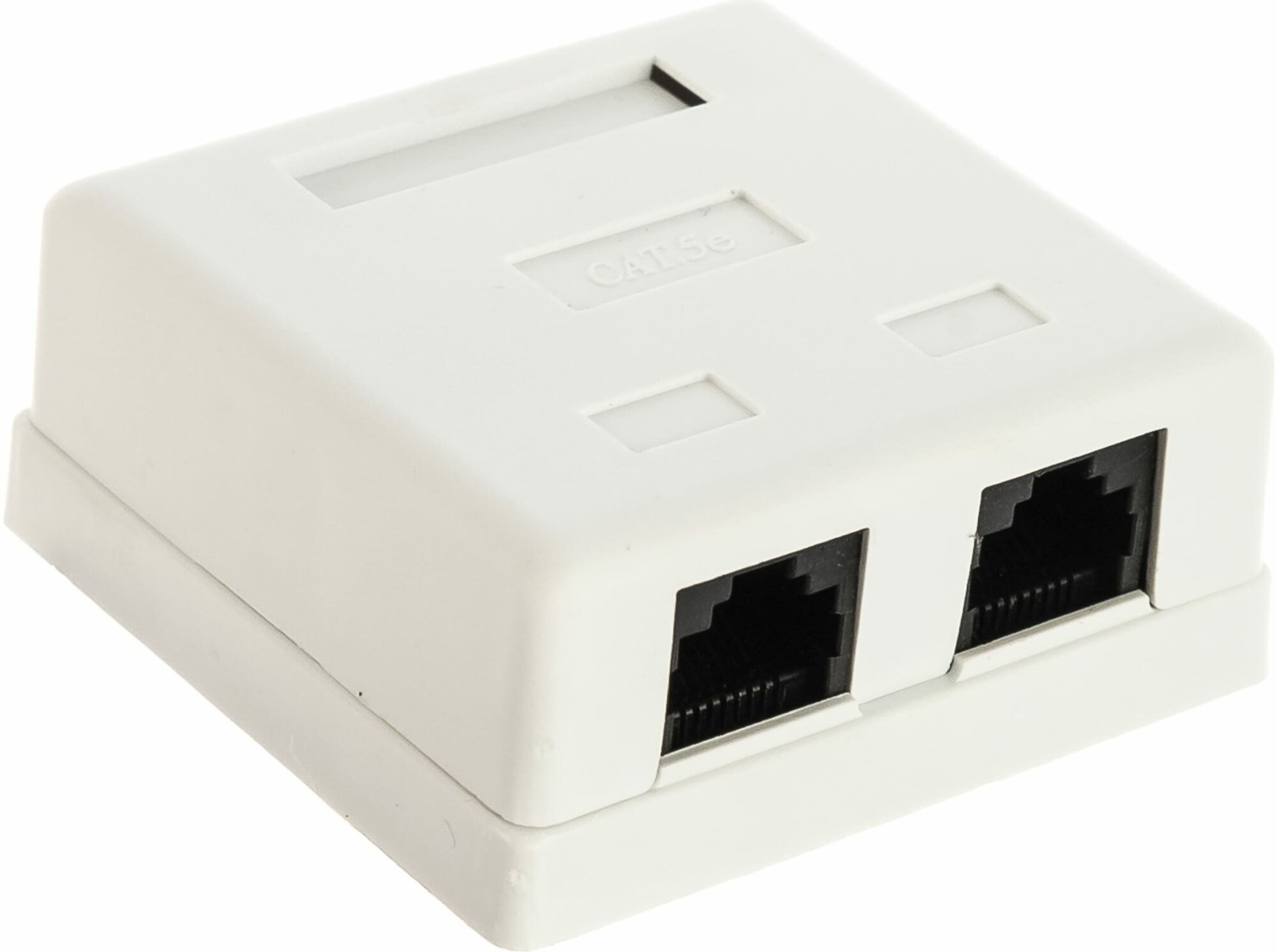 Настенная розетка, 2 порта RJ-45 категории 5е, UTP, белая