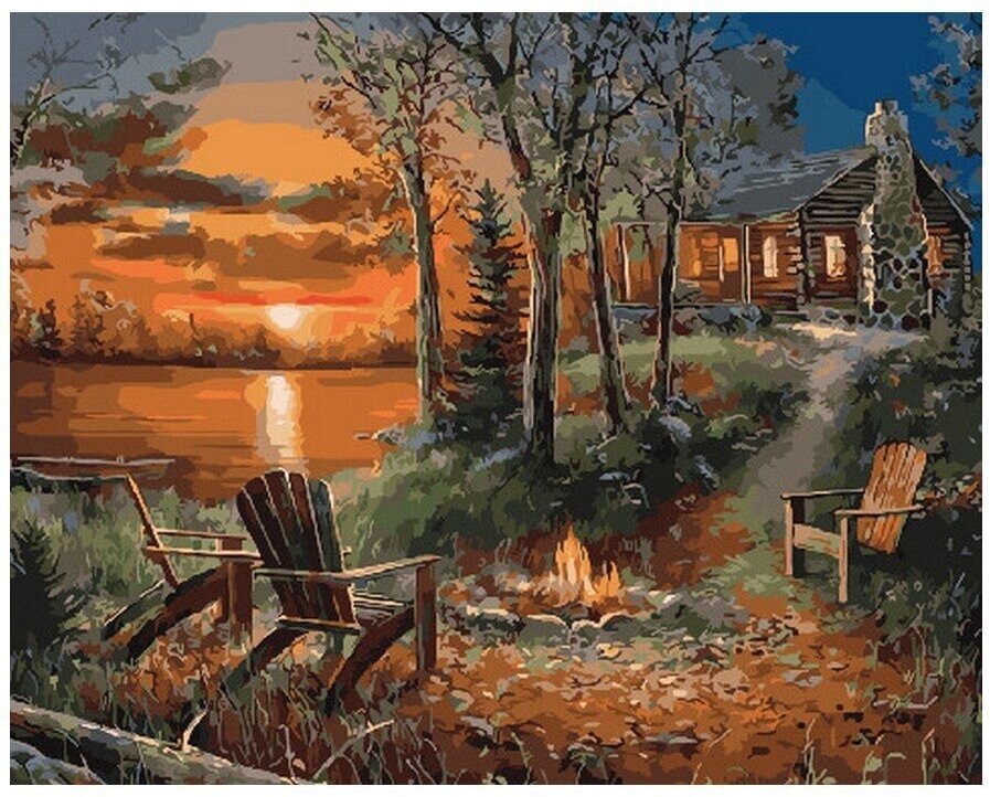 Картина по номерам Костёр на закате 40х50 см Hobby Home