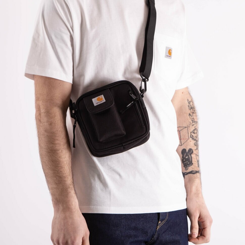 Сумка кросс-боди carhartt 1031470, фактура гладкая, черный — фото 1