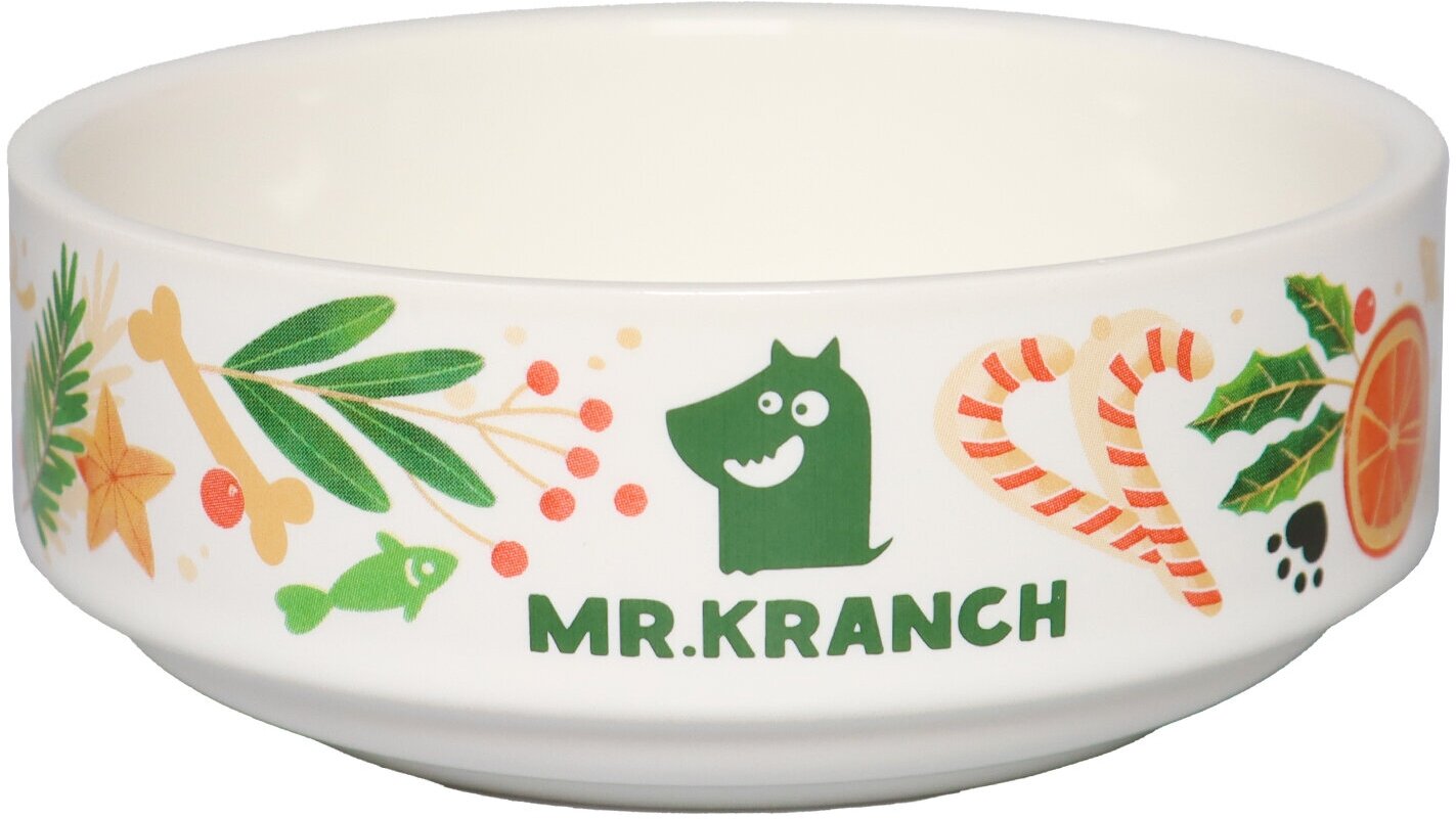 Mr.Kranch миска для собак и кошек новогодняя (350 мл., Белая) - фото №1