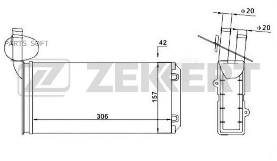 Радиатор печки ZEKKERT MK-5064 для VW Transporter IV