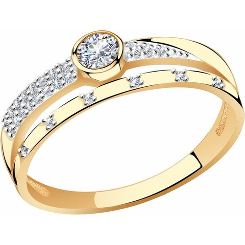 Кольцо Diamant online, золото, 585 проба, циркон, размер 17.5