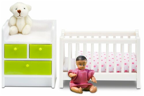 Lundby Кровать с пеленальным комодом Смоланд (LB_60209900) белый / зеленый