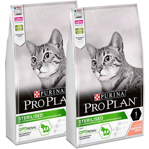 PRO PLAN CAT OPTIRENAL STERILISED SALMON для взрослых кастрированных котов и стерилизованных кошек с лососем (3 + 3 кг)