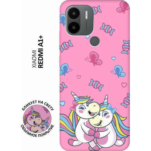 Матовый чехол Unicorns and Candies для Xiaomi Redmi A1+ / Сяоми Редми А1 Плюс с 3D эффектом розовый матовый чехол unicorns and candies для xiaomi redmi a1 сяоми редми а1 плюс с 3d эффектом розовый