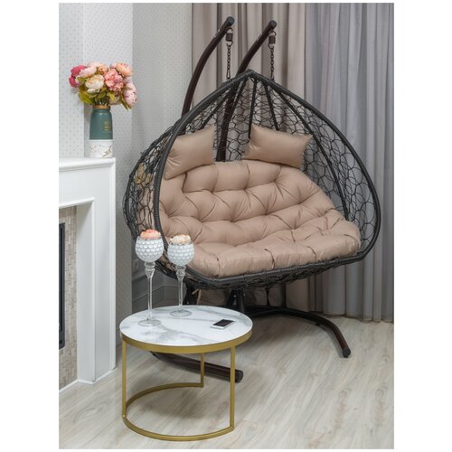 фото Подвесное кресло двухместное bueno grande-2xl коричневое из искусственного ротанга астела мебель